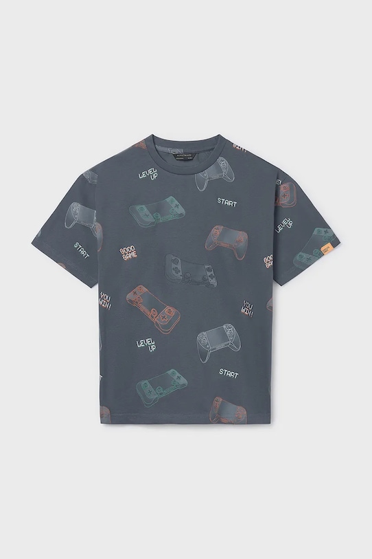 Mayoral t-shirt bawełniany dziecięcy 6038.7F.Junior.PPY2 szary SS26