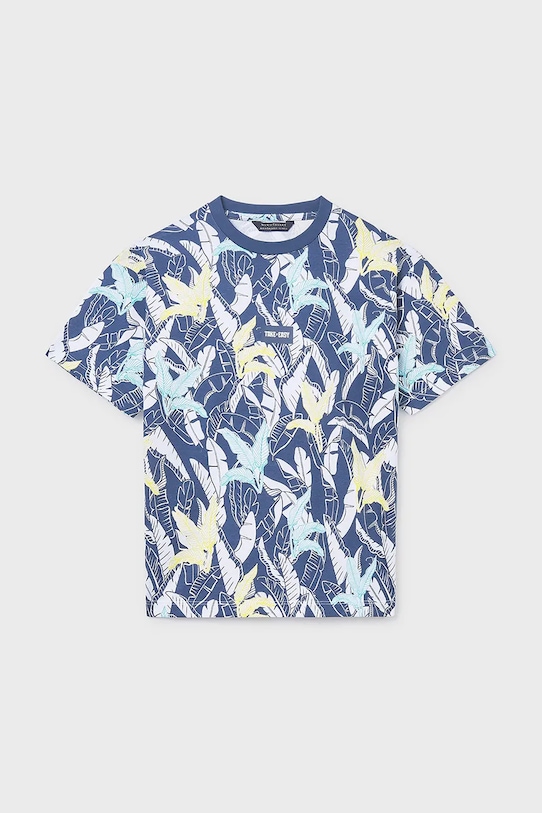 Mayoral t-shirt bawełniany dziecięcy 6039.7G.Junior.PPY2 niebieski SS26