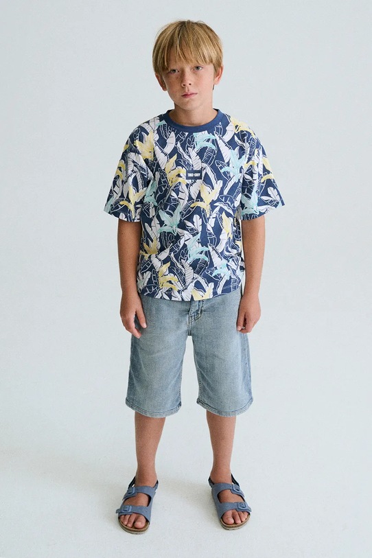 Mayoral t-shirt bawełniany dziecięcy 6039.7G.Junior.PPY2 niebieski