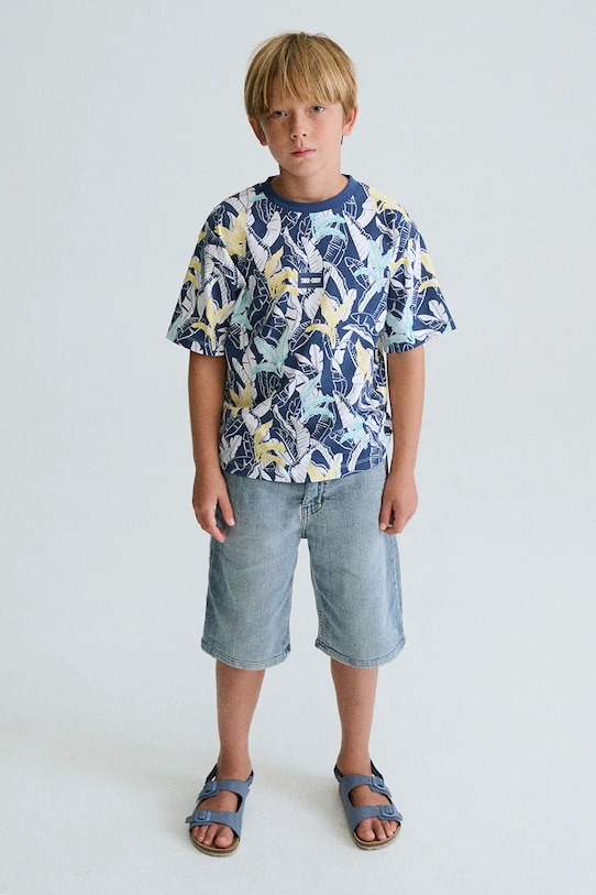 Mayoral t-shirt bawełniany dziecięcy 6039.7G.Junior.PPY2 niebieski