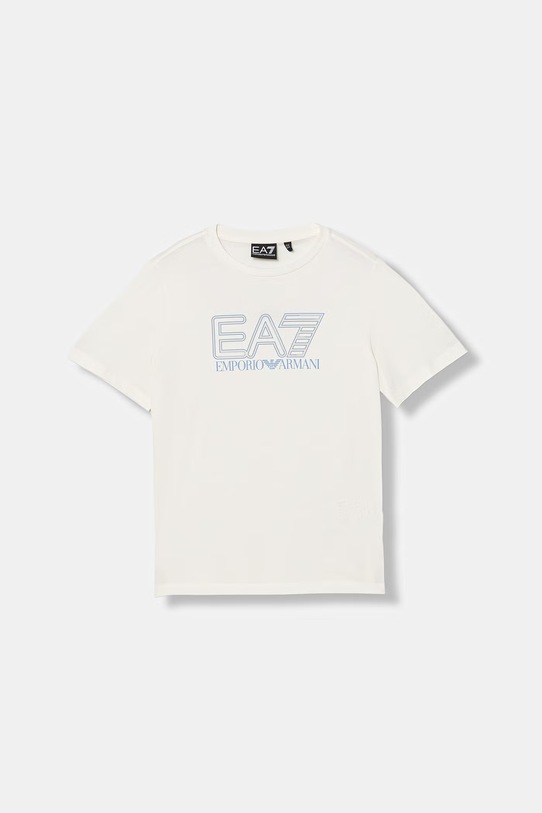 EA7 Emporio Armani t-shirt bawełniany dziecięcy nadruk beżowy 7B000295.AF10375