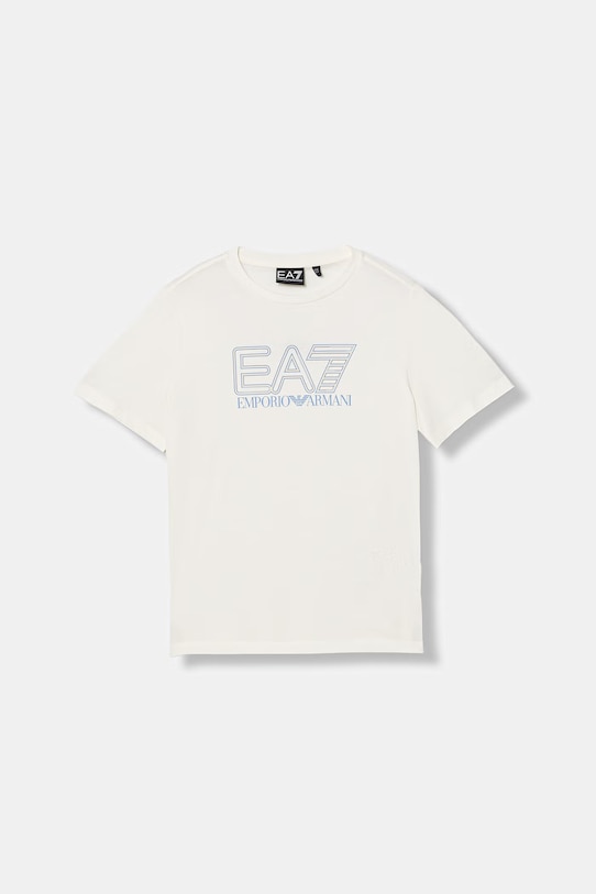 EA7 Emporio Armani t-shirt bawełniany dziecięcy nadruk beżowy 7B000295.AF10375