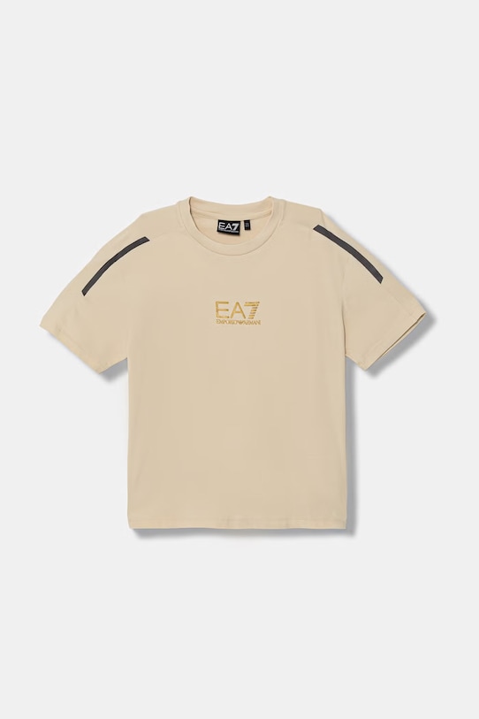 EA7 Emporio Armani футболка для детей из хлопка с эластаном бежевый 7B000268.AF10373
