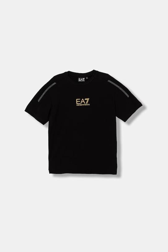 EA7 Emporio Armani футболка для детей из хлопка с эластаном чёрный 7B000268.AF10373
