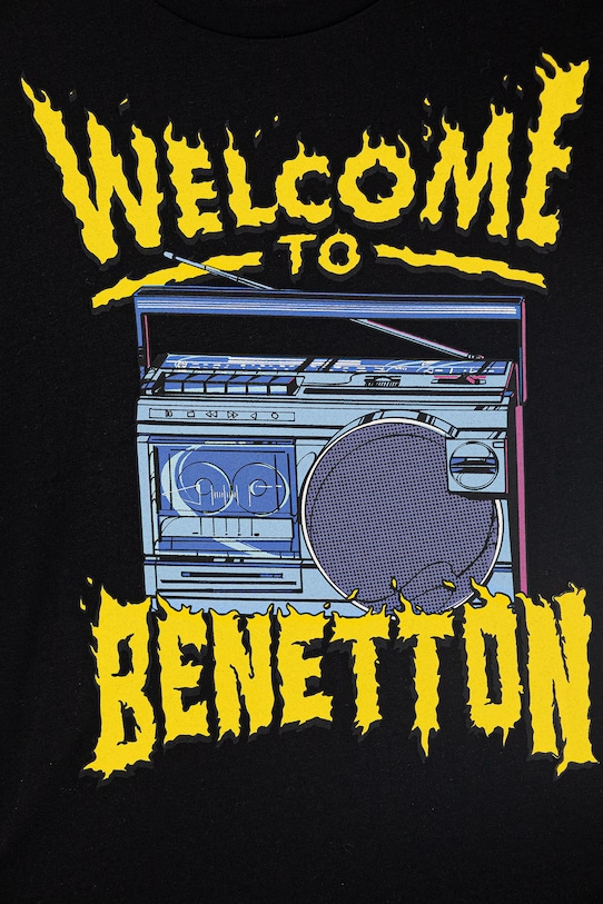 United Colors of Benetton t-shirt dziecięcy bawełniany 3BL0C10R0.G.Seasonal czarny SS26