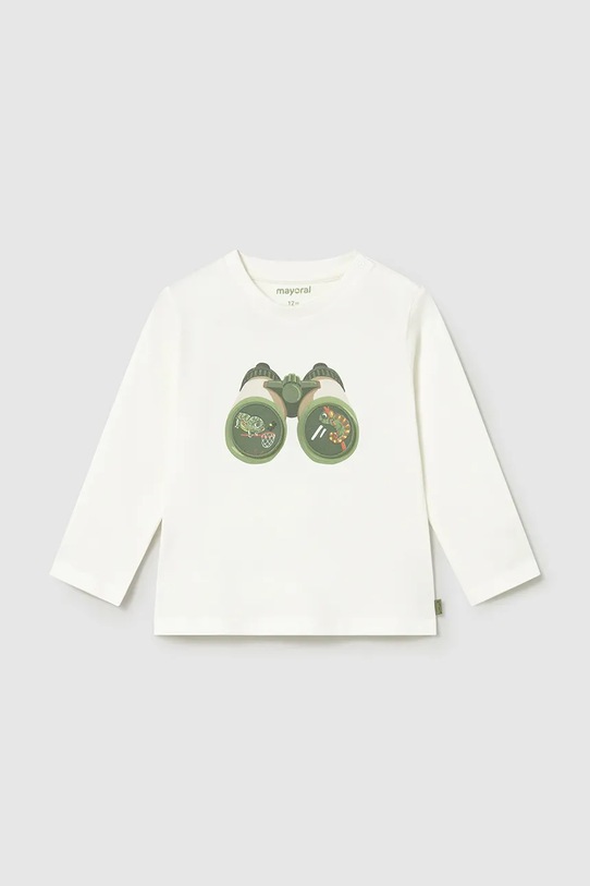 Mayoral longsleeve bawełniany dziecięcy aplikacja biały 1017.3D.Baby.PPY2
