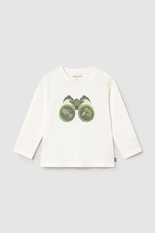 Mayoral longsleeve bawełniany dziecięcy aplikacja biały 1017.3D.Baby.PPY2
