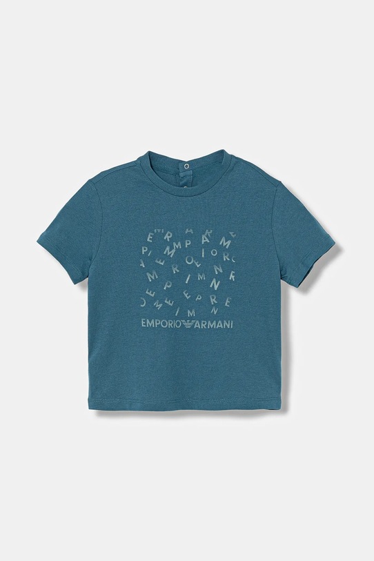 Chłopiec Emporio Armani t-shirt bawełniany niemowlęcy 3-pack EB001324.AF14503 turkusowy