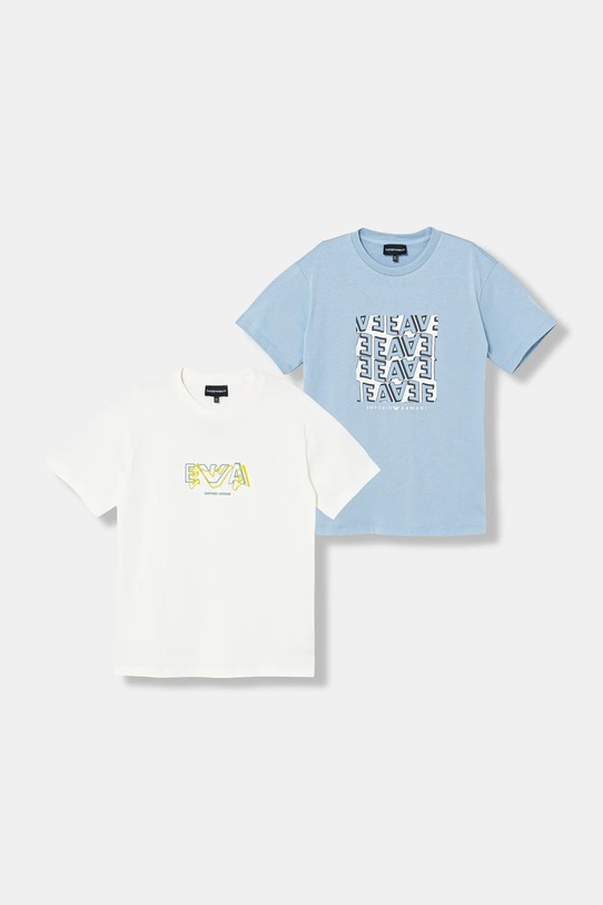 Emporio Armani t-shirt bawełniany dziecięcy 2-pack nadruk niebieski EB001343.AF14503