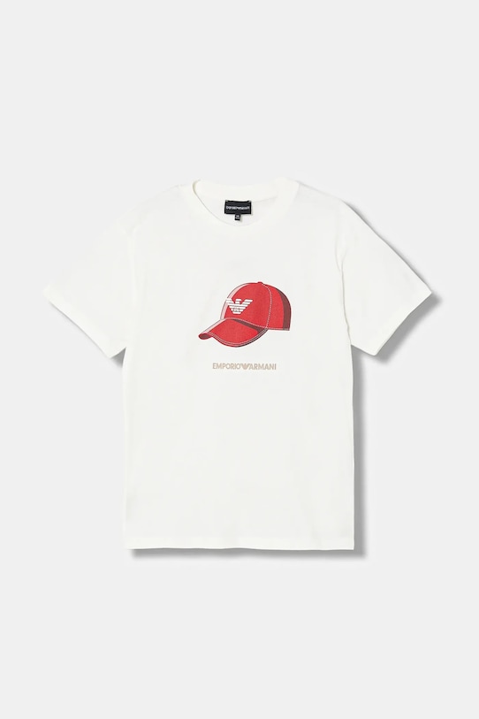 Emporio Armani t-shirt bawełniany dziecięcy nadruk biały EB001344.AF14503