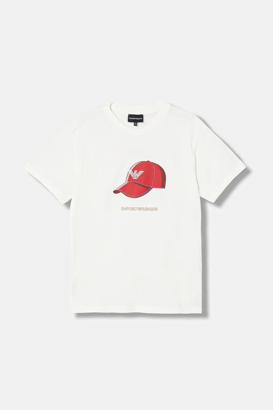 Emporio Armani t-shirt bawełniany dziecięcy nadruk biały EB001344.AF14503