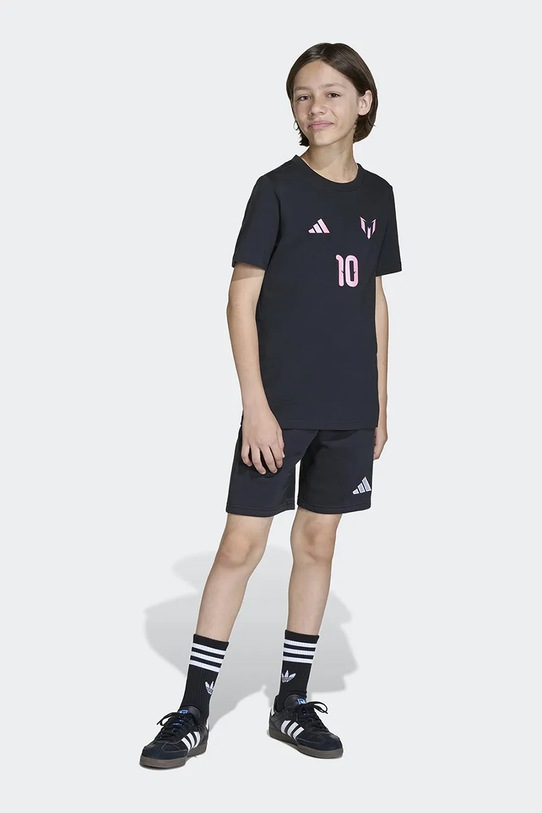 Παιδικό βαμβακερό μπλουζάκι adidas Performance MESSI μαύρο KG4924