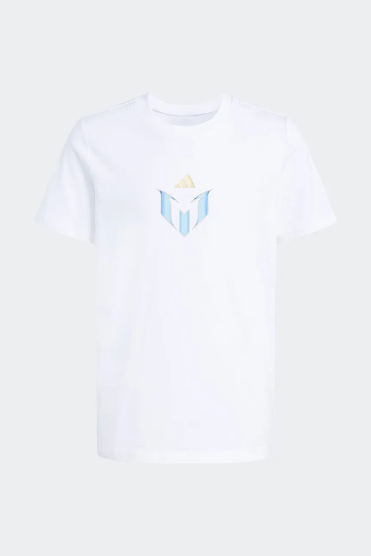 Παιδικό βαμβακερό μπλουζάκι adidas Performance MESSI KB9472 λευκό SS26
