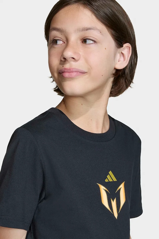 Παιδικό βαμβακερό μπλουζάκι adidas Performance MESSI KB9513 μαύρο