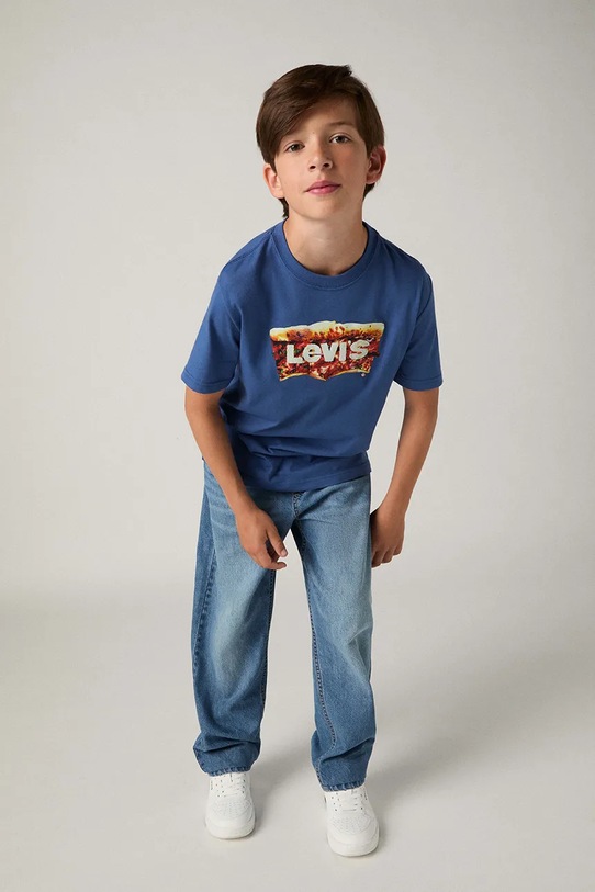 Levi's t-shirt dziecięcy BATWING SLICE TEE 9ER094 niebieski