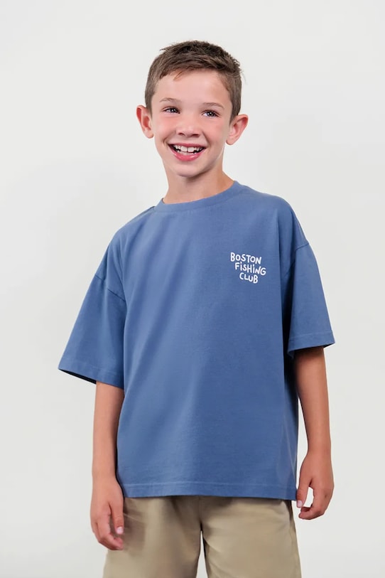 Παιδικό βαμβακερό μπλουζάκι Mayoral στάμπα μπλε 6042.7H.Boston.PPY2