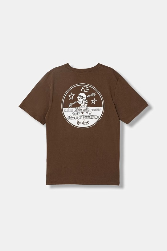 Dětské bavlněné tričko Vans kulatý hnědá VN000VX8FST1