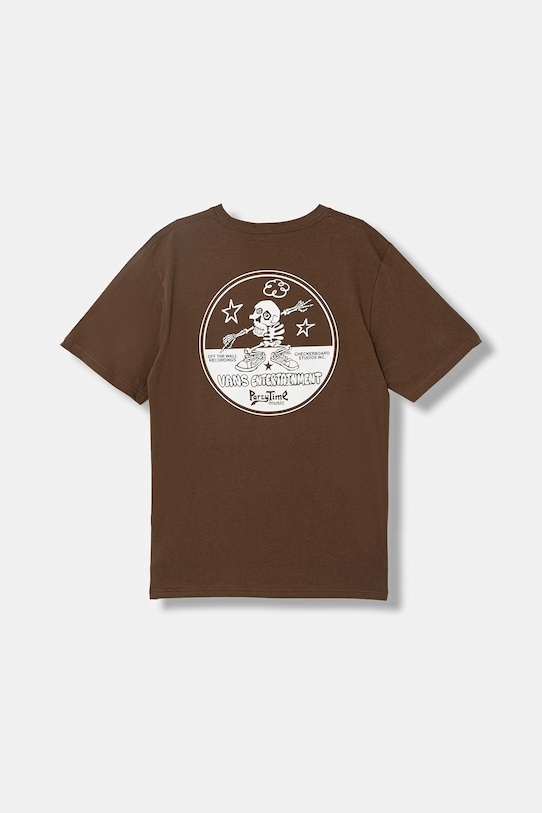 Dětské bavlněné tričko Vans kulatý hnědá VN000VX8FST1