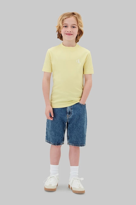 Calvin Klein Jeans t-shirt gyerek pamut 2-es csomag sárga LVCKSJA45B.104.116.PPY2