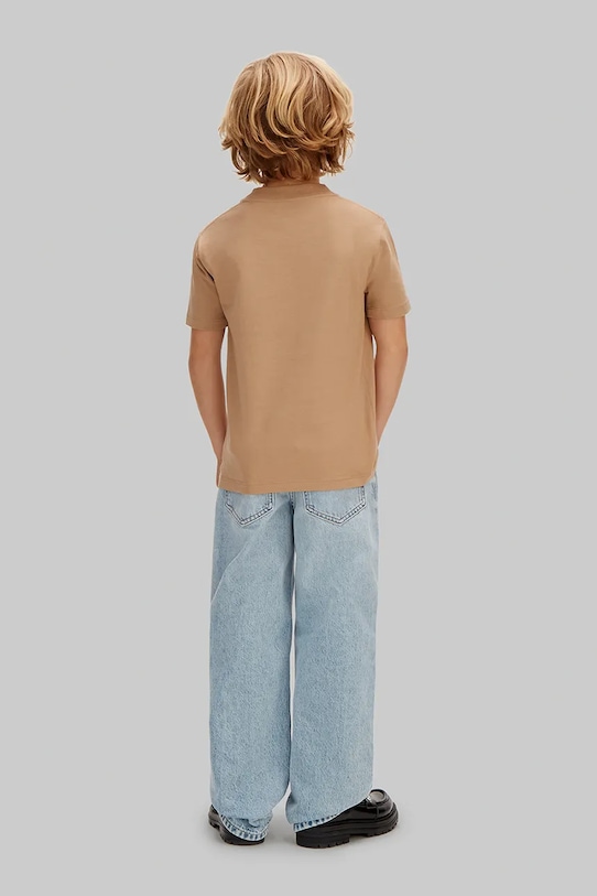 Calvin Klein Jeans t-shirt παιδικό βαμβακερό 2-pack καφέ LVCKSJA45B.104.116.PPY2