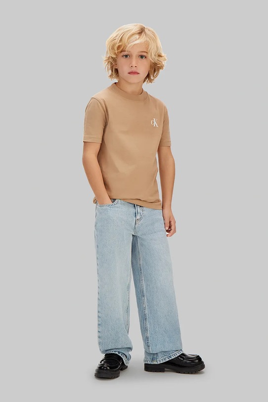 CHLAPEC Calvin Klein Jeans tričko dětské bavlněné 2-pack LVCKSJA45B.128.176.PPY2 hnědá