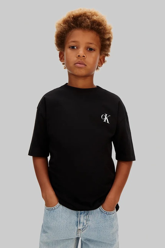 CHLAPEC Calvin Klein Jeans tričko dětské bavlněné LVCKSJA05B.128.176.PPY2 černá