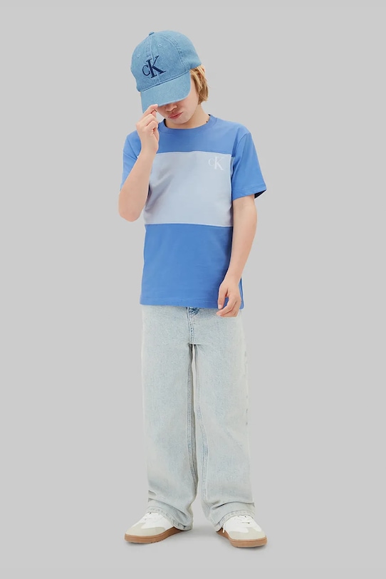 Calvin Klein Jeans tričko dětské bavlněné 2-pack LVCKSJA46B.128.176.PPY2 modrá