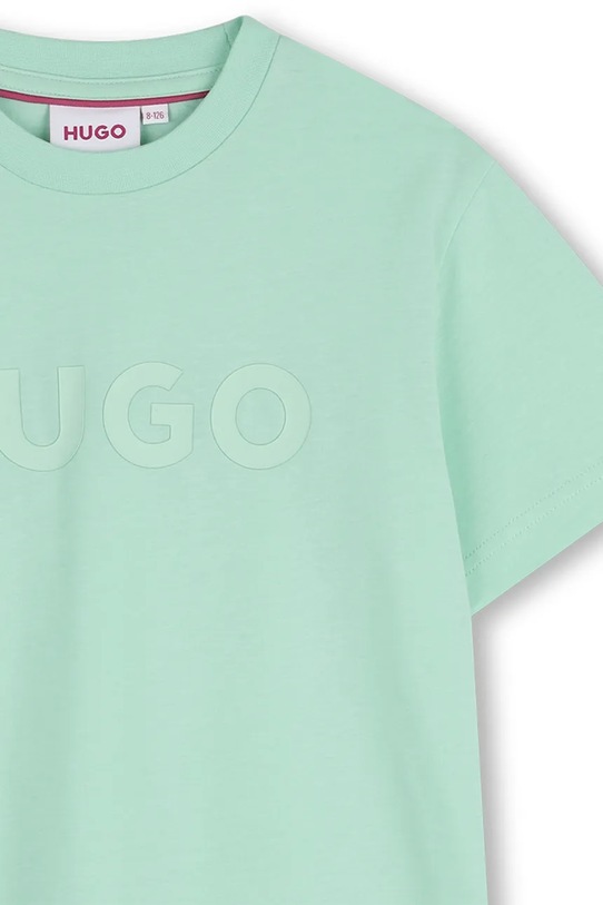 Chlapec Detské bavlnené tričko HUGO G01014.102.108 tyrkysová