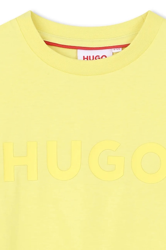 Chlapec Detské bavlnené tričko HUGO G01014.162.174 žltá
