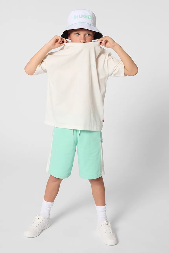 Детская хлопковая футболка HUGO G01023.102.108 бежевый