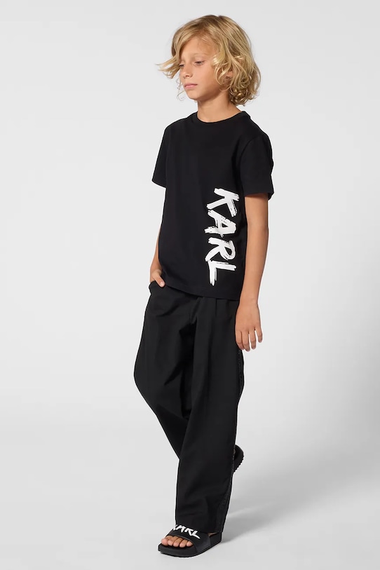 Dječja pamučna majica kratkih rukava Karl Lagerfeld print crna Z31095.114.150