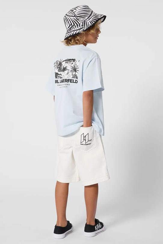 Karl Lagerfeld kratka majica otroška bombažna modra Z31101.86.108