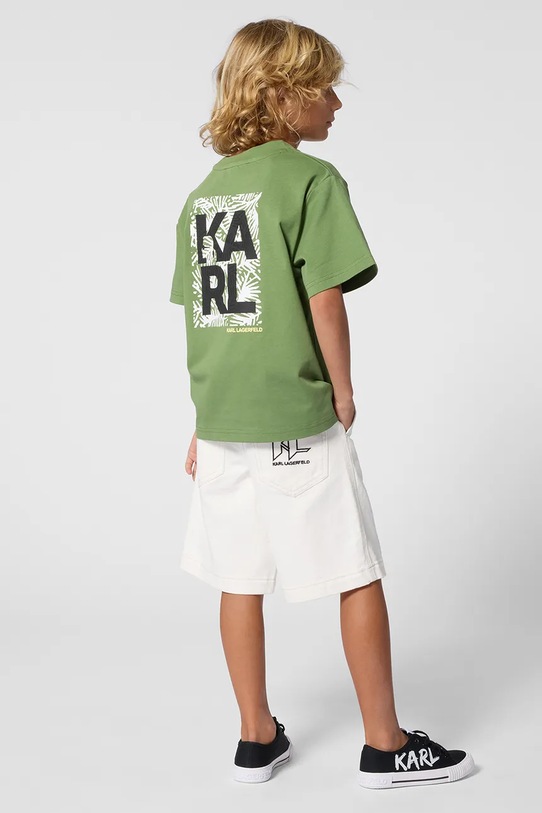 Karl Lagerfeld kratka majica otroška bombažna zelena Z31101.86.108
