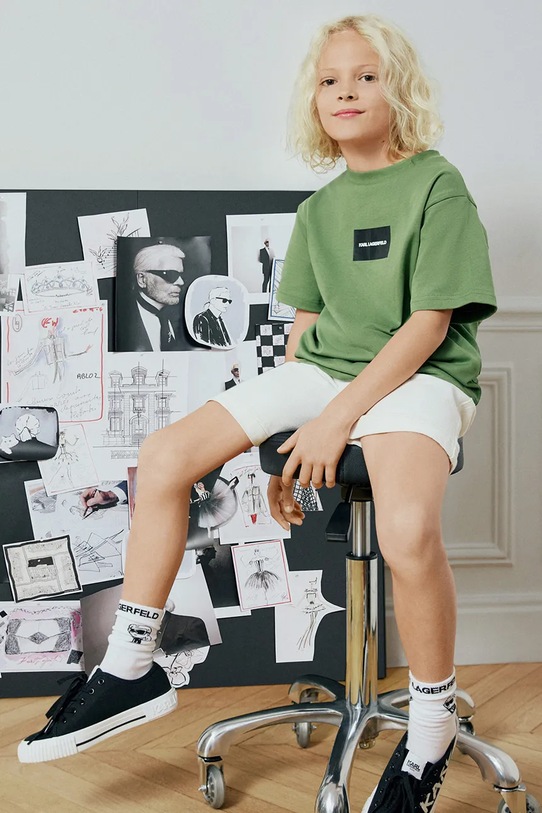 Karl Lagerfeld kratka majica otroška bombažna Z31101.162.174 zelena