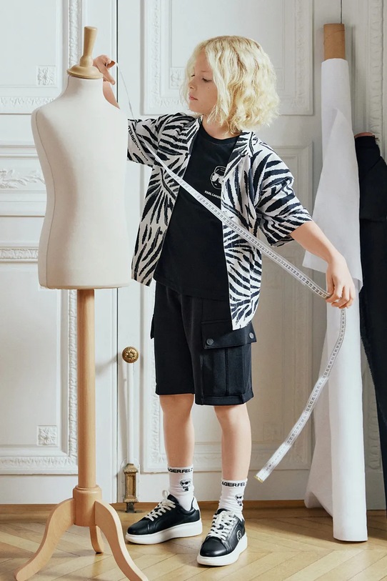 Dječja pamučna majica kratkih rukava Karl Lagerfeld Z31103.86.108 crna