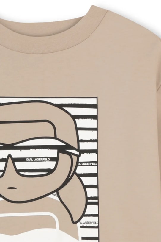 Dječaci Dječja pamučna majica kratkih rukava Karl Lagerfeld Z31091.86.108 bež