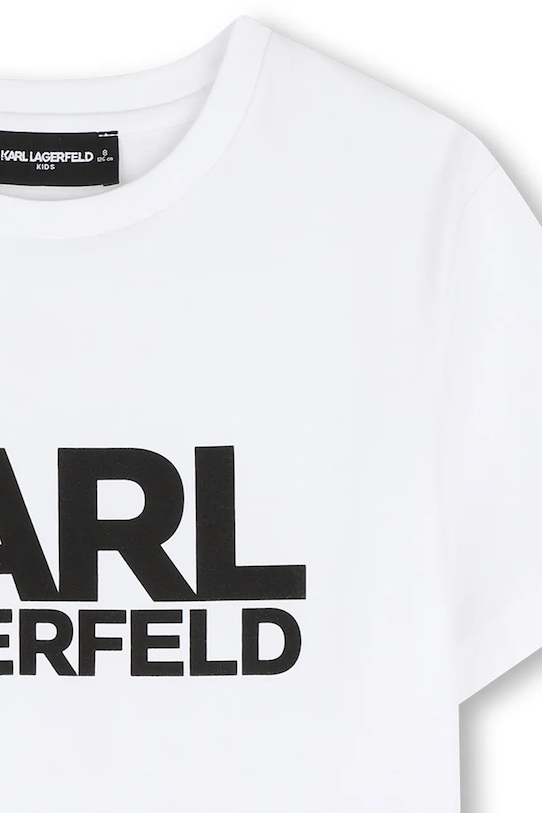 Dječaci Dječja pamučna majica kratkih rukava Karl Lagerfeld Z31098.114.150 bijela