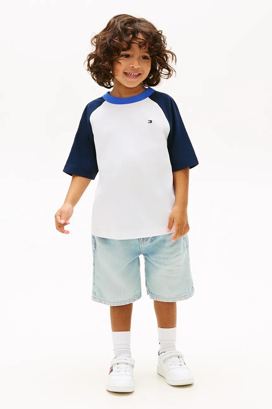 Chłopiec Tommy Hilfiger T-shirt dziecięcy bawełniany KB0KB10297.92.116.PPY2 biały