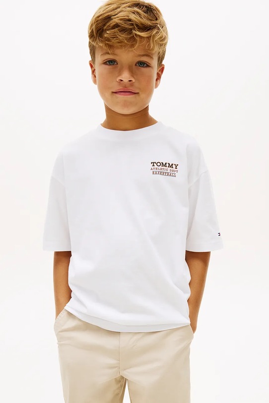 Chłopiec Tommy Hilfiger t-shirt dziecięcy bawełniany KB0KB10194.128.176.PPY2 biały
