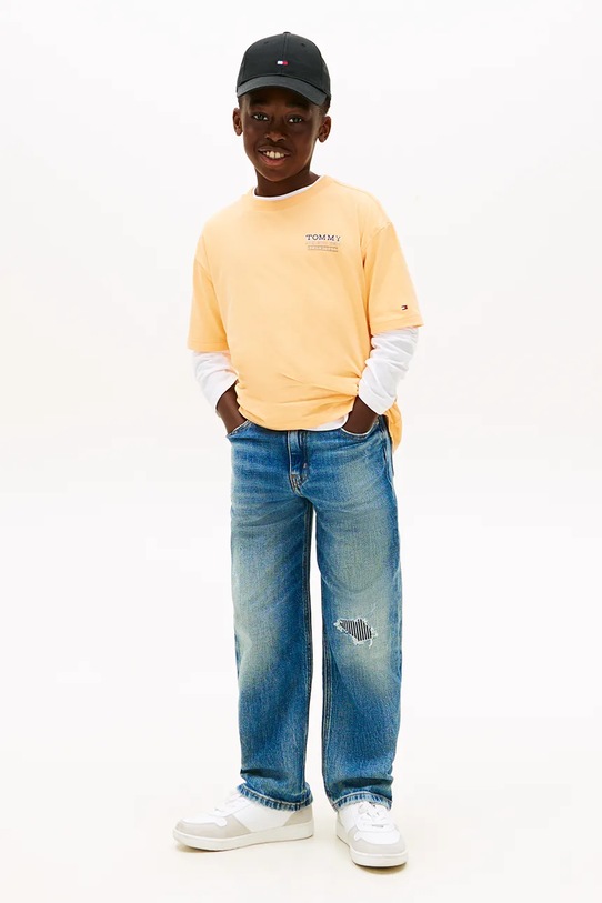 Tommy Hilfiger t-shirt dziecięcy bawełniany pomarańczowy KB0KB10194.128.176.PPY2