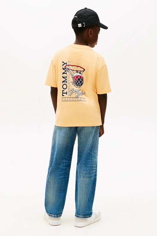 Tommy Hilfiger t-shirt dziecięcy bawełniany KB0KB10194.128.176.PPY2 pomarańczowy