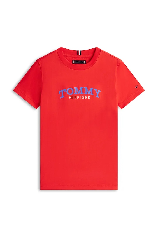 Tommy Hilfiger t-shirt dziecięcy bawełniany KB0KB10263.128.176.PPY2 czerwony SS26
