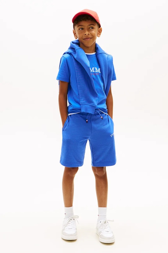 Chłopiec Tommy Hilfiger t-shirt dziecięcy bawełniany KB0KB10263.128.176.PPY2 niebieski