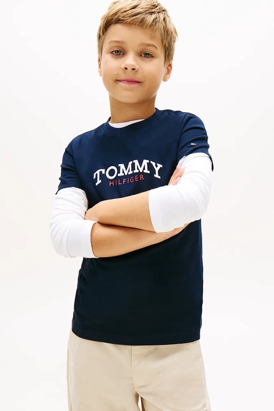 Tommy Hilfiger t-shirt dziecięcy bawełniany granatowy KB0KB10263.128.176.PPY2