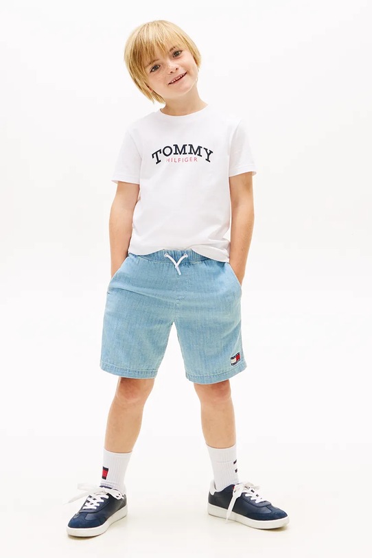 Chłopiec Tommy Hilfiger t-shirt dziecięcy bawełniany KB0KB10263.104.122.PPY2 biały