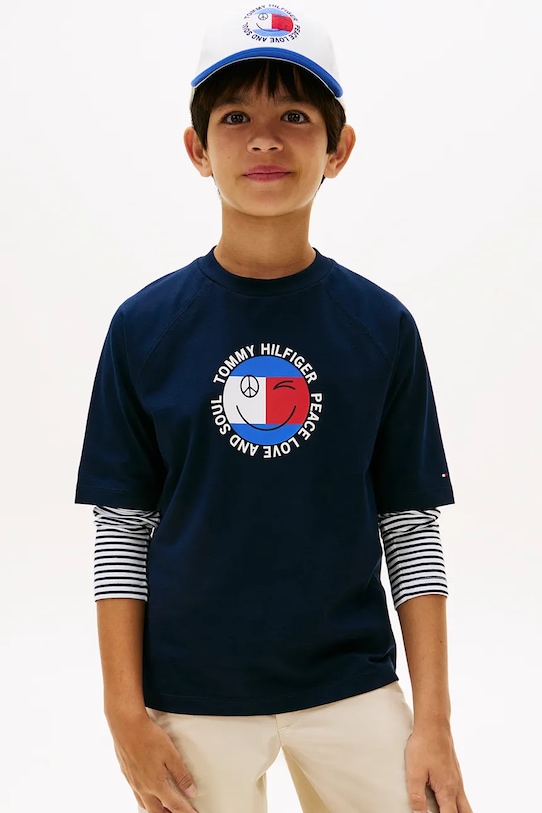 Tommy Hilfiger T-shirt dziecięcy bawełniany granatowy KB0KB10269.104.116.PPY2