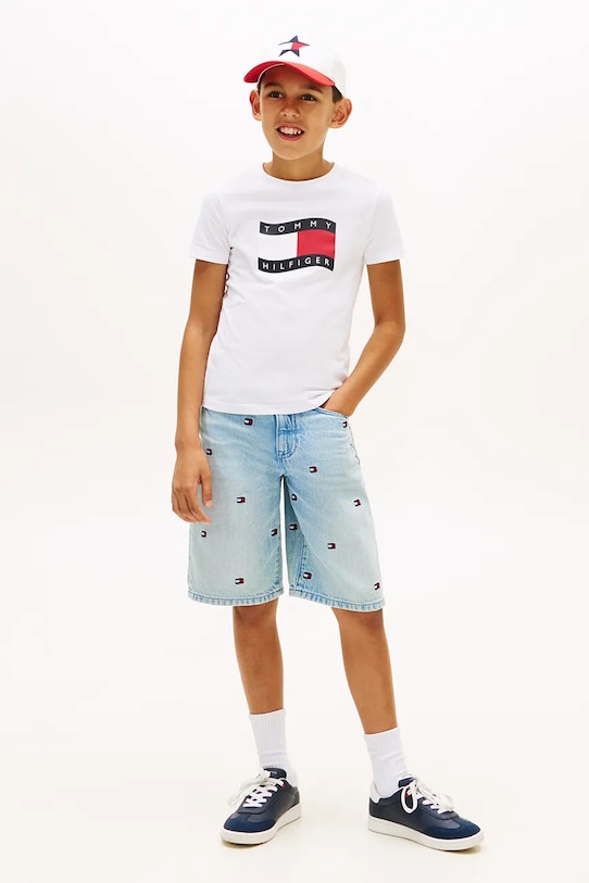Chłopiec Tommy Hilfiger T-shirt dziecięcy bawełniany KB0KB10275.128.176.PPY2 biały
