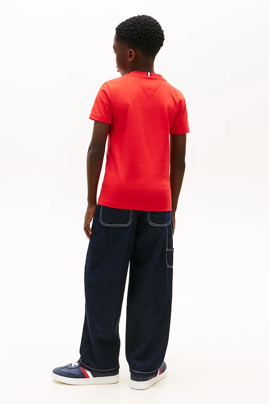 Tommy Hilfiger T-shirt dziecięcy bawełniany czerwony KB0KB10275.128.176.PPY2