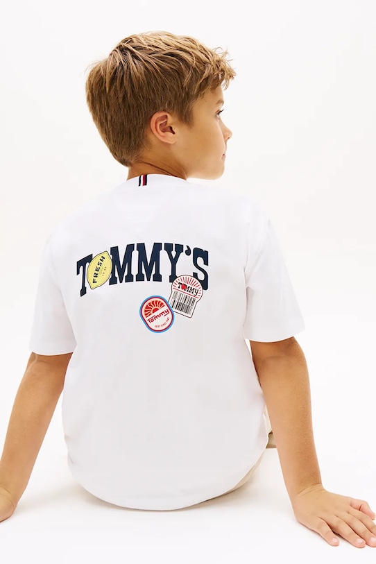 Tommy Hilfiger T-shirt dziecięcy bawełniany KB0KB10276.128.176.PPY2 biały