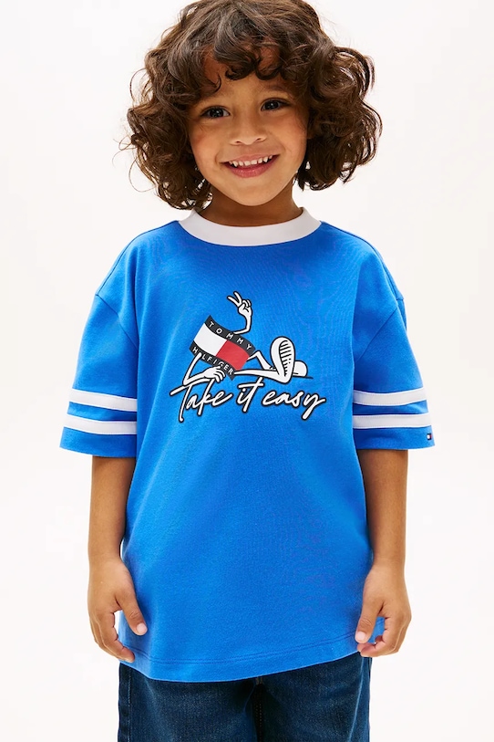 Tommy Hilfiger T-shirt dziecięcy bawełniany niebieski KB0KB10279.98.116.PPY2